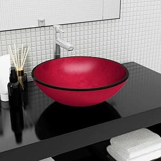 LAPOOH Basin Tempered Glass 42x14 cm Red,Basin Tempered Glass,Bathroom Fixtures,Bathroom Sinks-345266