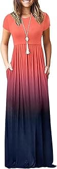 AUSELILY Women's Short Sleeve Loose Plain Casual Long Maxi Dresses for Women 2025