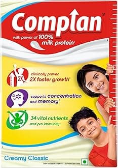 - Complan Nutrition Drink Powder for Children, Creamy Classic Flavour, 500 g Carton | Nutrition drink for kids with protein & 34 vital nutrients