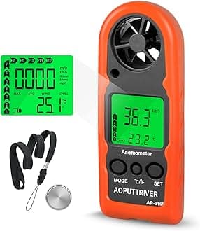 Anemometer Handheld, AP-816B Anemometer with Protective Shell to Measure Wind Speed Temperature and Max/Average/Current, Mini Anemometer for Windsurfing, Sailing, Fishing and Outdoor Activities