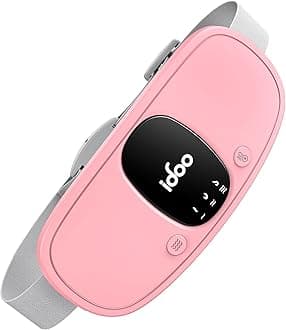 iDOO Portable Heating Pad Belt, Birthday Day Gifts for Women Mom Her, Rechargeable Warmth Waist & Abdomen Wearable Heated Wrap, 3 Heat & Vibration Modes, Auto Shut-Off, Pink