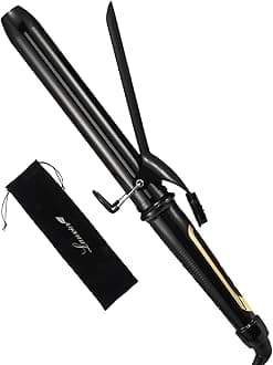 1.25 Inch Curling Iron, Extra Long Barrel 1 1/4 Inch Curling Iron for Long Hair up to 450F, Worldwide Dual Voltage Hair Curler for Traveling, Hair Waving Style Tool Black