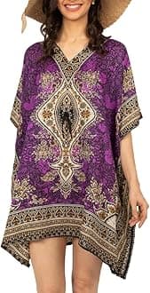 Hippy Boho Maxi Short Kaftan Dress Free Size Women Caftan Tunic Dress Night-Gown Beach Cover Up Wear