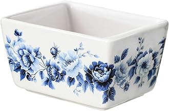 Sizikato Blue and White Porcelain Sugar Packet Holder Tea Bag Bowl, 5 Oz