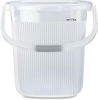 Nayasa Rimmy Plastic Bucket Set for Bathroom | 25 Liters Bucket & 1.5 Liters Mug | Bathroom Set of 3 | Bathroom Accessories Set | Bathroom Bucket Set | Bucket and Mug with Stool | Transparent