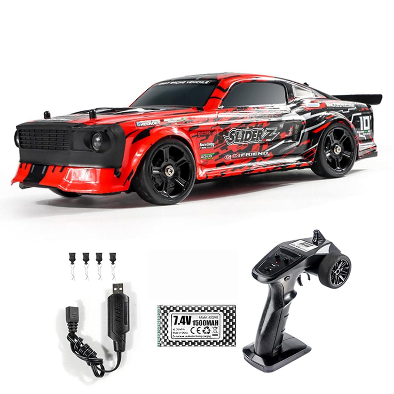 RC Drift Car with Gyro 1/14 Hobby RC Car Off Road Fast Remote Control Truck Drifting 4WD High Speed 40 KM/H with 390 Motor Gyroscope Proportional Control Metal Chassis Ball Bearing