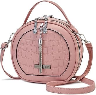 VISMIINTREND Stylish Leather Round Crossbody Sling Side Shoulder Hand Bags for Women | Daily Use | Mobile Phone Bag | Ladies Purse | Birthday Gift for Teenager Girls | Wife | Rakhi Gifts for Sisters