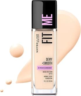 Maybelline Fit Me Dewy + Smooth Liquid Foundation Makeup, Fair Porcelain, 1 Count (Packaging May Vary)