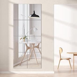 VASUHOME Glass Full Length Wall Mirror Tiles- 12x10 Inch- 12PCS, Frameless Full Body Mirror for Home Gym, Bedroom, Living Room - Versatile Wall Mirror with Unrivaled Clarity