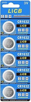 LiCB 5 Pack CR1632 Battery, Long-Lasting & High Capacity CR 1632 Lithium Batteries for Car Remote & Key Fob,3V Coin & Button Cell