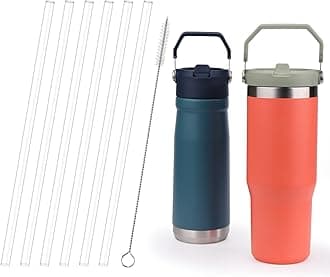 AIERSAReplacement Straws for Stanley Iceflow Flip Straw Tumbler 6pack Plastic Reusable Straws Compatible with IceFlow Stainless Steel Tumbler with Cleaning Brush for Stanley Cup Accessories