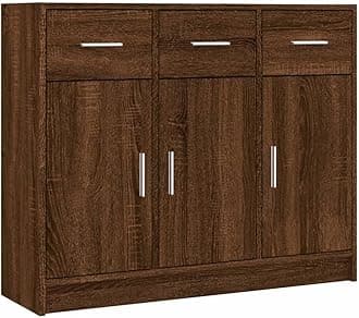 vidaXL Sideboard in Brown Oak – Expansive Storage Cabinet of Engineered Wood – Functional Furniture Piece for Living Room or Dining Room.