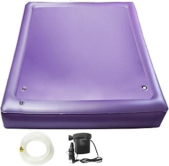 Free Flow Full Wave Water Bed Mattress - PVC Square Purple Softside Water Bed, Comfortable and Foldable Water Mattress Set for The Elderly, Children and Adults (King, 76x80x7.9inch)