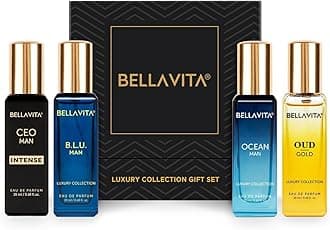 Collection Eau De Parfum Gift Set 4 x 20ml for Men with OUD GOLD, OCEAN, B.L.U & CEO Man Perfume|Long Lasting EDP Fragrance Scent