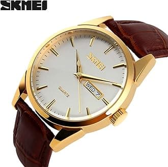 SKMEI Watch for Men Business Dress Classic Fashion Casual Black Leather Quartz Analog Waterproof Calendar Date Light Simple Wrist Watches Dad Fathers Gifts