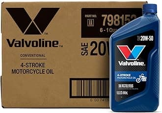 Valvoline (VV743-6PK) SAE 20W-50 4-Stroke Motorcycle Oil - 1 Quart Bottle, (Case of 6)