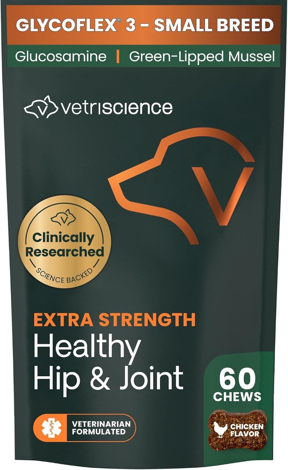VetriScience Laboratories, GlycoFlex 3 Hip and Joint Supplement for Small Dogs, 60 Bite Sized Chews