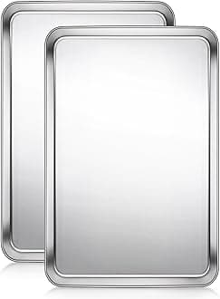 Baking Sheet, Cookie Sheet, Stainless Steel Baking Pan, 2 Piece-19.6''x 13.8'' x 1.2'', Large Sheet Pan for Oven, Baking Tray for Baking&Roasting, Nonstick&Nontoxic&Easy Clean