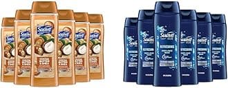 Body Wash Bundle - Cocoa Butter Shea and Men's Cedarwood Mandarin Scents, Vitamin E, 18 Oz Packs of 6