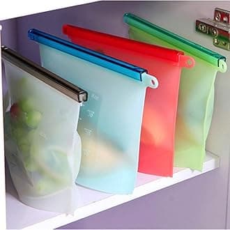 Silicone Food Storage Bag Containers, Airtight Seal Leakproof Freezer Bags for Snack, Sous Vide, Liquids, Fresh Lunch Preservation, Microwave & Dishwasher Safe (2)