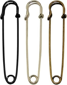 Wish Hally Wood Set of 12pcs Extra-Large 4" Steel Safety Pins - Blankets, Skirts, Kilts, Crafts … (12pcs)