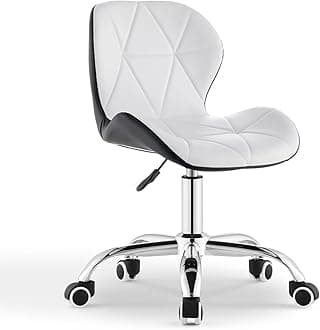 CLIPOP Office Desk Chair White Black Mixed Color Computer Chair with Castor Wheels Padded Swivel Chair for Home Office Study Room Furniture (White + Black)