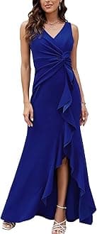 Formal Evening Dresses for Women Elegant Evening Party Prom Dress Long Sexy V Neck Sleeveless Split Wrap