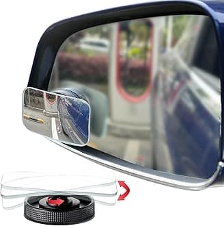 Suction Cup Blind Spot Mirror, Ampper HD Glass Frameless Removable Convex Wide Angle Rear View Mirror (Rectangular, Pack of 2)