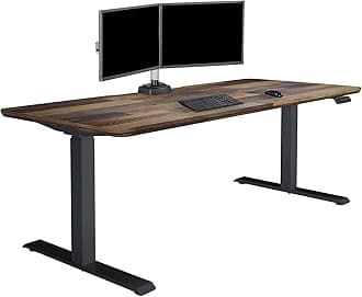 Classic Electric Standing Desk - VariDesk Height Adjustable Sit/Stand Desk - Dual Motor with Memory Presets, Stable T-Style Legs - Gaming or Home Office Workstation - 72”x30”, Reclaimed Wood