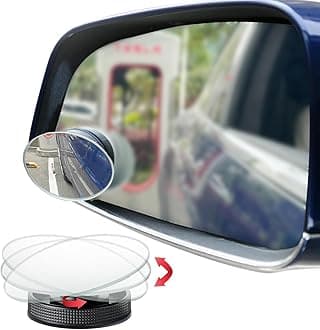 Ampper Suction Cup Blind Spot Mirror, HD Glass Frameless Removable Convex Wide Angle Rear View Mirror (Oval, Pack of 2)