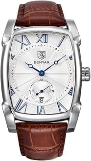 BENYAR Men's Watch Chronograph Stainless Steel Analog Quartz Watch 30M Waterproof Anti-Scratch Watch Silver Date Business Fashion Watch Classic Wristwatch Comfortable Watch