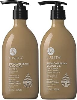 Luseta Castor Oil Shampoo and Conditioner Set Strengthen and Cleanse Thin Hair Restore Damaged Hair Sulfate Free for Men & Women 16.9oz*2