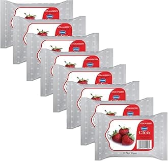 GINNI CLEA Wet Wipes, Cleansing & Makeup Remover Wipes, Wet Tissues for Face Moisturizing (Strawberry) (240 Wipes)