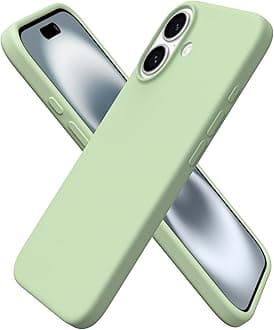 ORNARTO Compatible with iPhone 16 Case 6.1", Slim Liquid Silicone 3 Layers Full Covered Soft Gel Rubber Shockproof Phone Case, Protective Cover with Anti-Scratch Microfiber Lining-Matcha