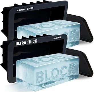 Alaskey® Extra Large Ice Block Mold 2.5 lbs With Lid (2-Pack) | Create Perfect Ice Bricks | Professional Silicone Mold for Crafting Giant Ice Cubes, Ideal for Ice Baths, Coolers, Bartender Accessories