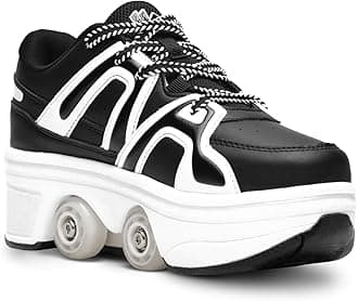 Roller Skates for Women - Retractable Roller Shoes 2-in-1 for Indoor & Outdoor Skating with Adjustable Wheels