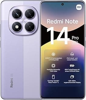 Xiaomi Redmi Note 14 Pro 5G smartphone, 8+256GB, Purple, 200MP pro-grade AI camera, IP68, 45W turbo charging with 5110mAh battery, AI features (no charger included), 2 year Warranty