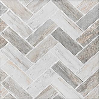 Retro Self Adhesive 12-Inch Vinyl Floor Tiles, 20 Tiles - 12" x 12", Stone Herringbone Pattern - Peel & Stick, DIY Flooring for Kitchen, Dining Room, Bedrooms & Bathrooms by Achim Home Decor