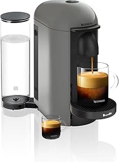 BNV420GRY1BUC1 Vertuo Plus Deluxe Coffee and Espresso Machine by Breville, Grey, Plastic, Gray