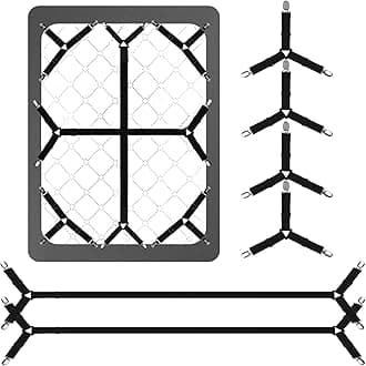 Bed Sheet Straps,6 PCS Secure and Fitted Sheet Straps for Full Size Bed,Adjustable Sheet Clips Elastic Fasteners Holders for Corners,Enhance Your Sleeping Experience(Black)