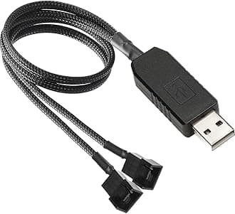 Gebildet Full Speed 12V Voltage Step-Up USB to Dual 3-Pin and 4-Pin PC Fan Sleeved Power Adapter Cable