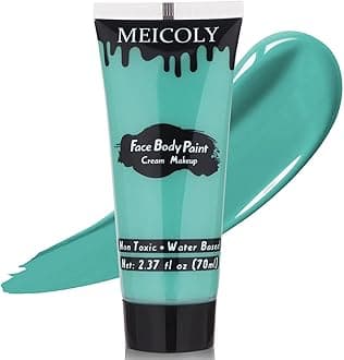 MEICOLY Cream Teal Face Body Paint,2.37Oz Large Tube Water Based Body Paint Face Painting for Adults and Kids,Halloween Face Paint Stage SFX Special Effects,Cosplay Facepaint Peacock Makeup