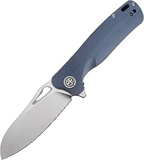 Petrified fish PF868 Bunta,3.35" D2 Satin Blade,146g G10 Handle Flipper Folding knife (Gray G10, Satin)