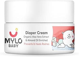 Mylo Baby Diaper Rash Cream 50gm | Prevents and Heals Rashes | With 15% Zinc Oxide | Care with Aloe Vera, Almond Oil & Vitamin E
