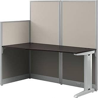 Bush Business Furniture Office in an Hour 65W x 33D Straight Cubicle Desk in Mocha Cherry, Modern Computer Table with Privacy Panels for Commercial Workspace