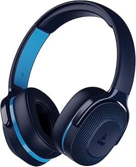 Boat Rockerz 425, ENx Tech, ASAP Charge, 25H Battery, Dual Pair, Stream Ad Free Music via App Support, Bluetooth Headphones, Wireless Over Ear Headphone with Mic (Oceana Blue)