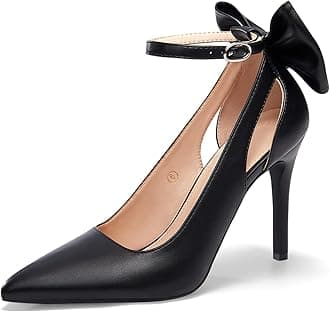 PiePieBuy Women's Pointed Toe High Heels Ankle Strap D'Orsay Pumps Shoes Bow Wedding Bowtie Back Dress Sandals