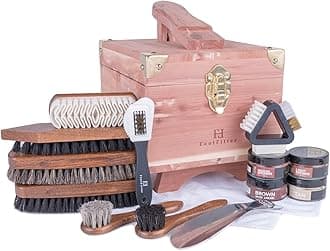 FootFitterGrand Cedar Shoe Shine Valet Set, All In One Premium Shoe Care Kit with Cedar Shoe Valet Storage Box