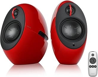 Edifier e25HD PC Speakers with Passive Bass Radiators & Bluetooth 5.3 LDAC for Desktop - Optical Input- 74W Near Field Powered Bookshelf Hi-Res Speakers with 24bit/96KHz Wired & 990Kbps Wireless, Red
