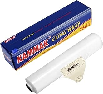 KAMMAK Plastic Food Wrap with Slide Cutter Kitchen Cling Wrap 12 inch Professional BPA Free Polyethylene Materials Quick Cut 750 Ft Food Service Cling Film Wrap for Restaurant